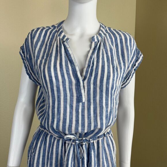 Rails Women's Size XS Blue Emma Mykonos Stripe Linen Mini Dress Cover Up Resort - Picture 6 of 17